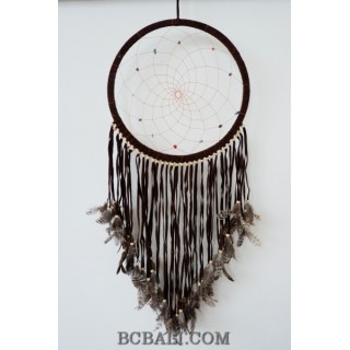 balinese dream catcher hackle pheasant feathers long leather 